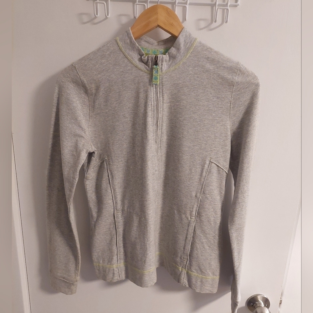 Sigrid Olsen Gray Jacket with Green Accents